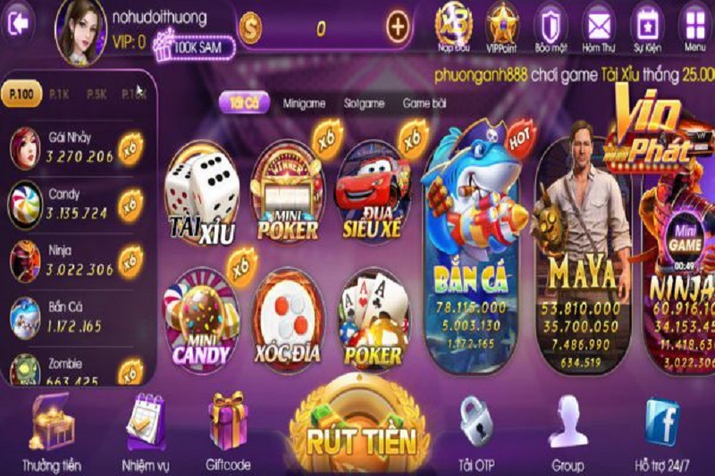 Giao diện cổng game sam86x.com sống động